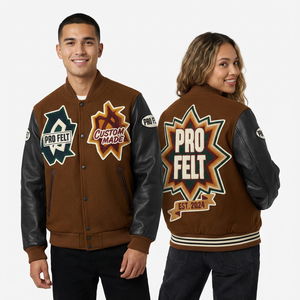 Chaqueta Universitaria Personalizada de Fieltro Profesional, Mangas de Cuero y Lana, Parches Bordados, Chaqueta Universitaria Unisex de Béisbol para Hombre - Product Image 2