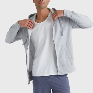 Wholesale Custom Men's <b>Thick</b> Full Zip up 100% Cotton <b>Fleece</b> Hooded <b>Jacket</b> Outerwear Training Wear Winter Warm - Product Image 6