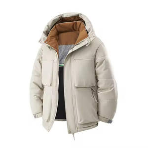 Chaqueta Bomber Impermeable con Capucha para Hombre, Transpirable, Resistente al Frío, para Deportes al Aire Libre de Otoño/Invierno, Lisa, con Cierre Frontal - Product Image 3