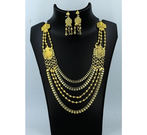 Collier avec boucles d'oreilles Parure de bijoux Plaqué or en laiton pur Parure de bijoux haute qualité pour les Émirats Arabes Unis Dubaï Collier turc Design Collier - Product Image 1