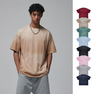 Haute qualité coton lourd hommes Vintage lavage à l'acide Shorts manches T-Shirt col rond Street Wear grande taille décontracté imprimé surdimensionné - Product Image 2