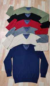 Pull respirant 100% coton à manches longues et col en V pour hommes Collection de marque personnalisée confortable en stock pour l'hiver à motif solide - Product Image 2