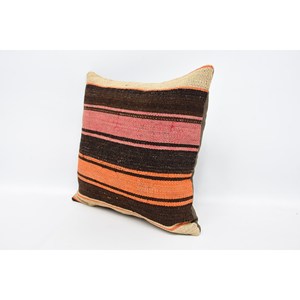 Coussin Patchwork Kilim en laine marron 16x16 pouces oreiller d'accent décoratif Vintage imprimé fleuri tissé literie sol Portable - Product Image 4