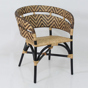 Black Rattan Dining <b>Armchair</b> Minimalist Accent Chair for Bedroom Park Cafe Restaurant Hotel Villa Indoor Outdoor Use - Product Image 1