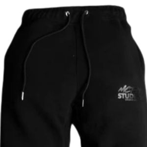 Pantalon de survêtement en coton lourd noir pour homme, coupe décontractée, poche zippée, pantalon de jogging décontracté, vêtements de sport amples, streetwear - Product Image 5