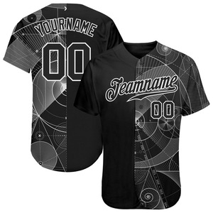 Ropa de equipo personalizada más vendida, camiseta de béisbol auténtica con diseño geométrico en 3D en blanco y negro personalizado - Product Image 1