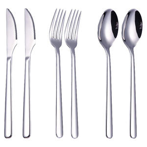 Cuillère de luxe en acier inoxydable Cuillère de dîner de mariage d'hôtel 5 pièces Ensemble de couverts de luxe Dernier concepteur Meilleur prix Acier miroir - Product Image 2