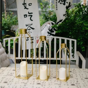Juego de 3 farolillos de velas de Metal de Color dorado, diseño de alambre único, la mejor forma para el hogar, jardín, colgante decorativo para mesa de Navidad - Product Image 3