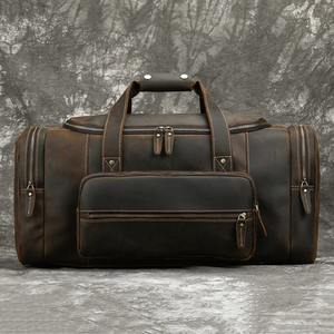 Sac de voyage en cuir suédé avec LOGO personnalisé, sac de nuit en cuir pour le week-end, sacs à main de grande capacité - Product Image 1