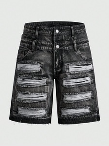 Unique Design Light Shade Colors <b>Men</b> <b>Jeans</b> Shorts High Street Wear Medium Washed Denim Shorts With <b>Cheap</b> Price - Product Image 5