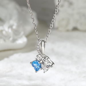 Jeulia Heart to Heart Two Stone Heart Cut Sterling Silver Necklace - Product Image 5