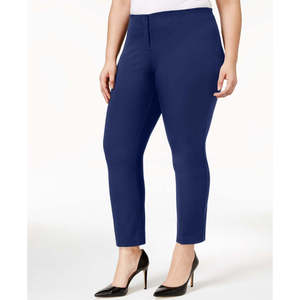 Alfani Pantaloni a sigaretta da donna taglie forti, blu, a vita alta, XL, casual, da ufficio, con stampa tie-dye, invernali - Product Image 1