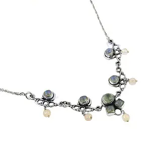 Collar de Plata 925 con Piedra Lunar para Mujer, Colgantes y Dijes Finos, Joyería con Piedras Preciosas - Product Image 3