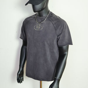 T-shirt surdimensionné personnalisé en coton épais 100% délavé au soleil, coupe épaules tombantes, style streetwear, 300 g/m², vintage, pour homme, effet délavé à l'acide - Product Image 1