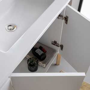 Mobile bagno sospeso Bali 120 cm bianco con ante, doppio lavabo e lavandino integrato - Product Image 5