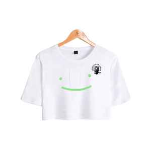 เสื้อครอปสตรีผ้าฝ้ายลำลองแขนสั้นและเสื้อยืดคอกลมปรับแต่งได้สำหรับฤดูร้อน - Product Image 1