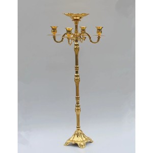 Portavelas moderno, candelabros de suelo chapados en oro mejor valorados, candelabro de Metal de 85cm, candelabro puro con el último cuenco de flores - Product Image 3