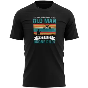 Camiseta comprimida de algodón orgánico 100% para hombre, regalos geniales para pilotos, anciano que también es un entusiasta de los Drones - Product Image 1