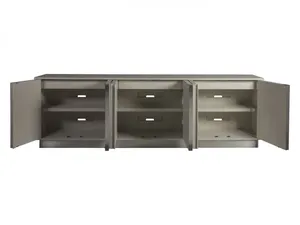 Console multimédia longue - Meuble TV moderne extra-large au style glamour avec transition tonale fluide et détails miroir - Product Image 2