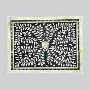 La mejor bandeja de servicio decorativa Floral con incrustaciones de hueso al por mayor para bandeja de servicio de encimera de mesa de centro del fabricante indio SCI - Product Image 4