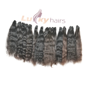 Meilleure Qualité Cheveux Humains Indiens Vierges Non Transformés Naturels Ondulés Alignés Cuticules Extensions - Product Image 1