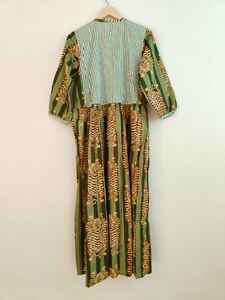 Vestido Largo Informal de Fiesta con Cuello en V y Manga Larga, 100% Algodón, con Rayas Verdes y Estampado de Tigre, Cierre con Cordones, Regalo Perfecto para Seres Queridos - Product Image 5