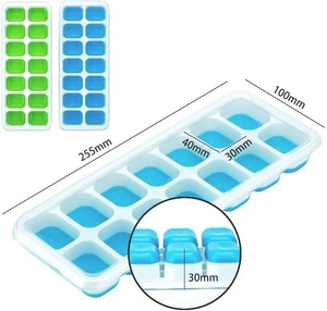 Bac à glaçons en silicone 14 compartiments, démoulage facile, couvercle amovible flexible, 4 couleurs, empilable, moule pour cuisine et boissons - Product Image 4