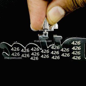 Colgante de Letra con Moissanita VVS, Plata de Ley 925, Personalizable, Estilo Hip Hop, Unisex, con Baño de Oro - Product Image 4