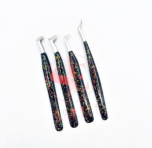 Pinzas Profesionales para Extensión de Pestañas, de Acero Inoxidable Brillante, Duraderas, de Alta Calidad, Agarre Fuerte, Curvadas, para Volumen, Venta al Por Mayor - Product Image 2