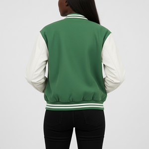 Veste universitaire matelassée pour femme personnalisée à deux tons, détail en peau de mouton, broderie en chenille respirante, coton écologique, chaude - Product Image 6