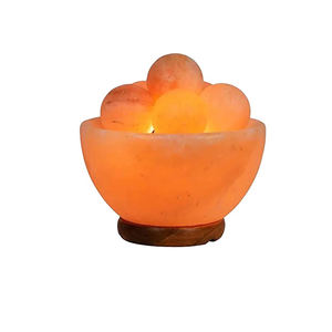 Premium Home Decor Himalayan Salt Fire Bowl Lampe avec Crystal Pink Rock Salt Boules de massage Artisanat naturel pour le bien-être - Product Image 3