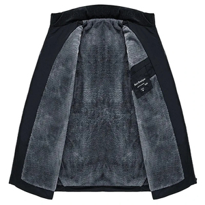 Veste matelassée chaude d'hiver pour hommes Parka en peluche épaissie avec col montant et pardessus rembourré en toile à fermeture éclair - Product Image 5