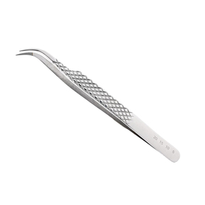 Pince à épiler pour cils en fibre, pointe pointue, en acier inoxydable, pour usage domestique et en salon - Product Image 1