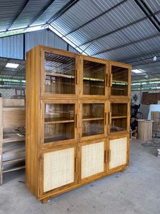 Muebles contemporáneos Gabinete de madera de teca maciza Hutch Gabinete de exhibición Gabinetes de almacenamiento Armario de cocina para comedor Dormitorio - Product Image 4