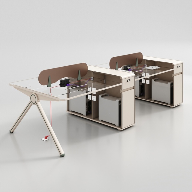 Modern Luxury Modular Wooden Office Workstation Set High Quality Extendable Open Space Staff Computer Desk Commercial Office Fur