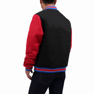 Letterman Bomber Jacket Stand Collar School College Lana Cuero genuino Estilo universitario Tela de lona Logotipo frontal Mangas de béisbol - Product Image 3