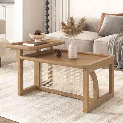 Rattan Finish Office Desk Wooden Furniture Table with Storage Holders Shelves Computer Desks Work for Office Modern Steady