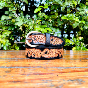 Dernière ceinture en cuir torsadée à la main 2024 Western pour hommes Design unique et attrayant avec boucle Western Ceinture de sculpture Western - Product Image 1