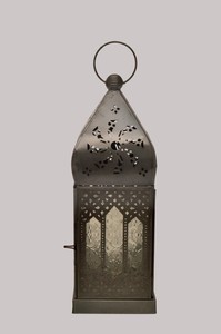 Mane in India Metal <b>Lantern</b> with <b>Silver</b> Colored and Hanging Handle Traditional Designed Rectangle Shaped Metal <b>Lantern</b> for Sale - Product Image 2