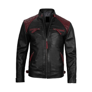 2024 veste en cuir véritable avec logo personnalisé hommes à manches longues coupe ajustée Patchwork printemps mode vestes en cuir logo personnalisé oem - Product Image 1
