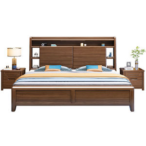 Modern Simple 1.8m Large <strong>Bed</strong> 1.5m <strong>Double</strong> Solid Wood Up-Holstered Master Bedroom Wedding <strong>Bed</strong> New Chinese Style - Product Image 1