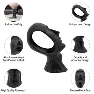 Sculpture artisanale de visage d'homme noir, décoration unique et remarquable, parfaite pour les amateurs d'art et les collectionneurs, décoration de chambre en provenance d'Inde - Product Image 4