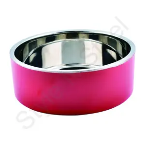 Red Double Wall Bowl Stainless Steel Hot Sale Pet Bowl Insulated Stainless Steel Doggie Bowl For Dog Cat