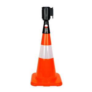 Cône de signalisation routière en PVC de 50 cm pour la sécurité routière, cône de signalisation blanc réfléchissant, barrière routière sans poids - Product Image 5