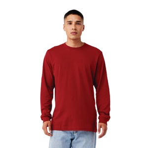 เสื้อยืดแขนยาวสำหรับผู้ชาย230Gsm ผ้าฝ้ายสีเรียบสำหรับสตรีทแวร์โลโก้ตามสั่ง - Product Image 1