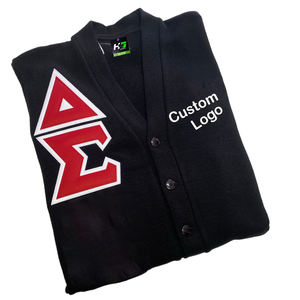 คาร์ดิแกนถักคอวีของผู้หญิงเสื้อสเวตเตอร์ถักแบบลำลองสำหรับฤดูหนาวและ2025ออกแบบเองได้ผ้าปะติดโลโก้1913เดลต้าชมรม - Product Image 5