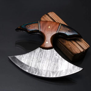 Couteau de cuisine professionnel ambidextre en acier de Damas et acier au carbone, forgé sur mesure, avec support en bois, idéal pour trancher, fabrication artisanale OEM - Product Image 1