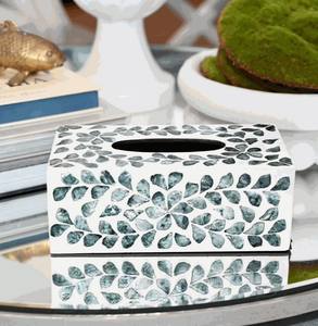 Boîte à mouchoirs en nacre écologique en gros, forme rectangulaire, incrustation de coquille verte, décorative pour la salle de bain, la maison, l'hôtel - Product Image 3