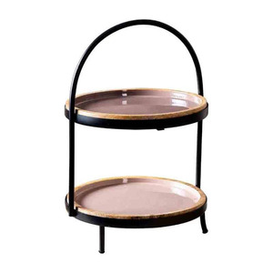 Soporte de pastel de latón de 2 niveles con incrustaciones de perlas Madre, superventas, herramientas para pasteles, decoración para el hogar y la sala de exposición, nuevo diseño de Metal - Product Image 3
