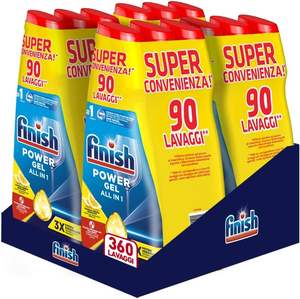 Finish Powergel Liquide Lave-Vaisselle, Multi-Action, Puissance Dégraissante, Citron, 360 Lavages, 12 Paquets de 30 Lavages - Product Image 1
